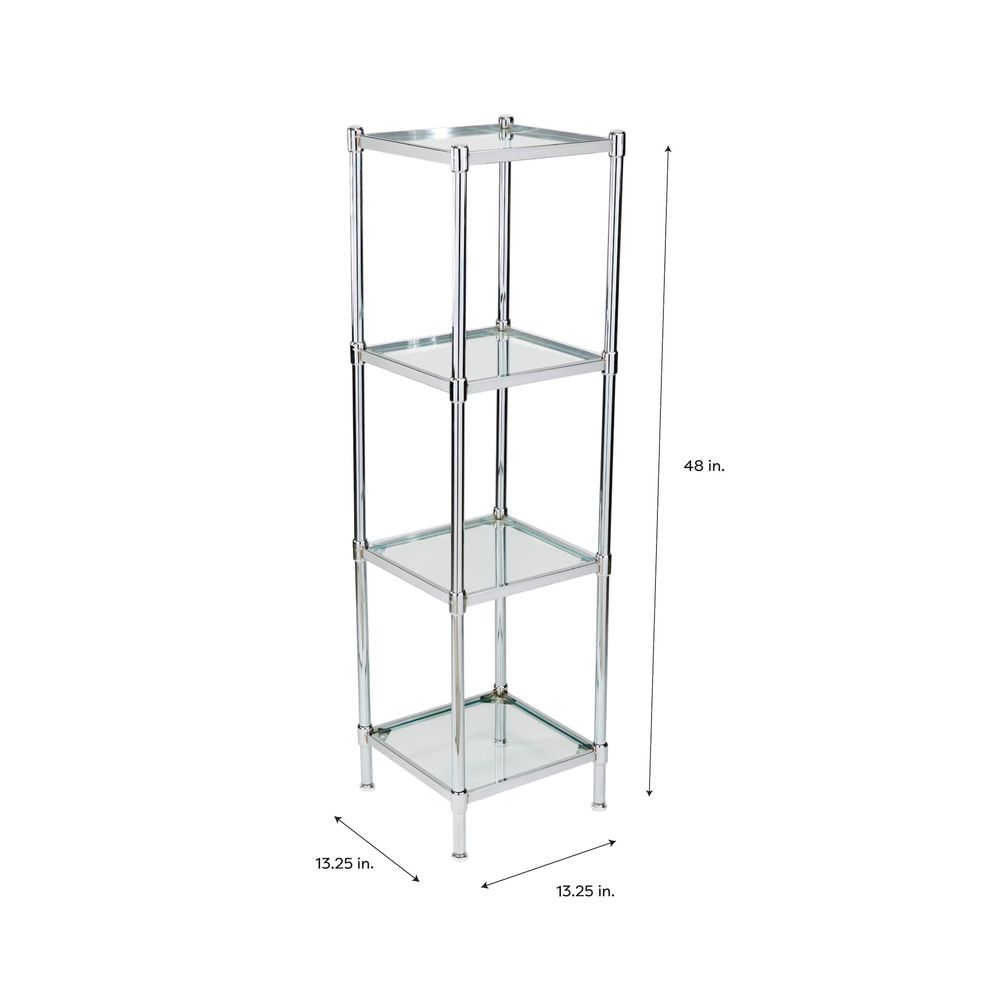 Organize It All Free Standing 4-Tier Glass Shelf Tower